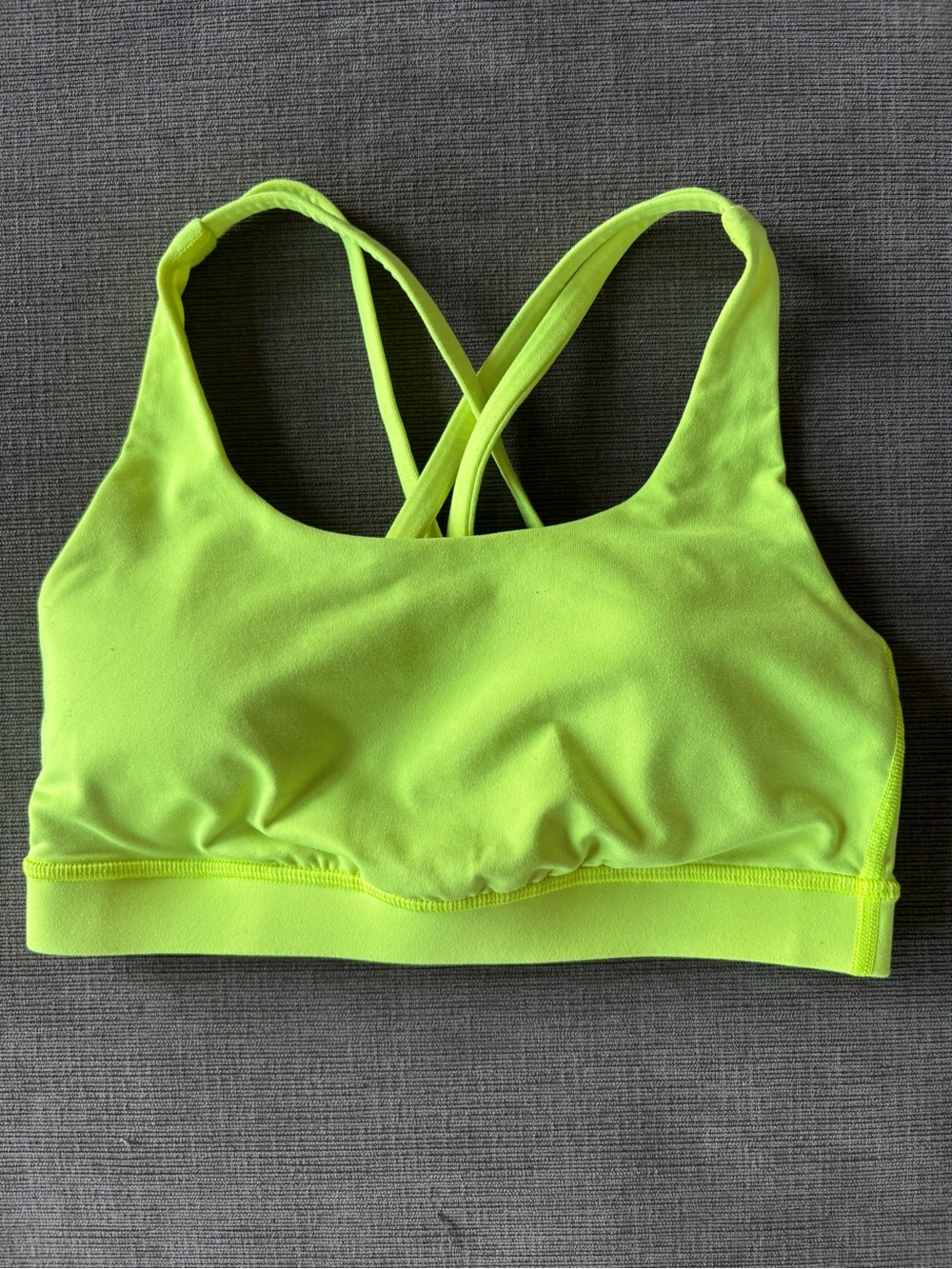 Lululemon Energy Bra Medium Support Neon Highlight Yellow – Size 4